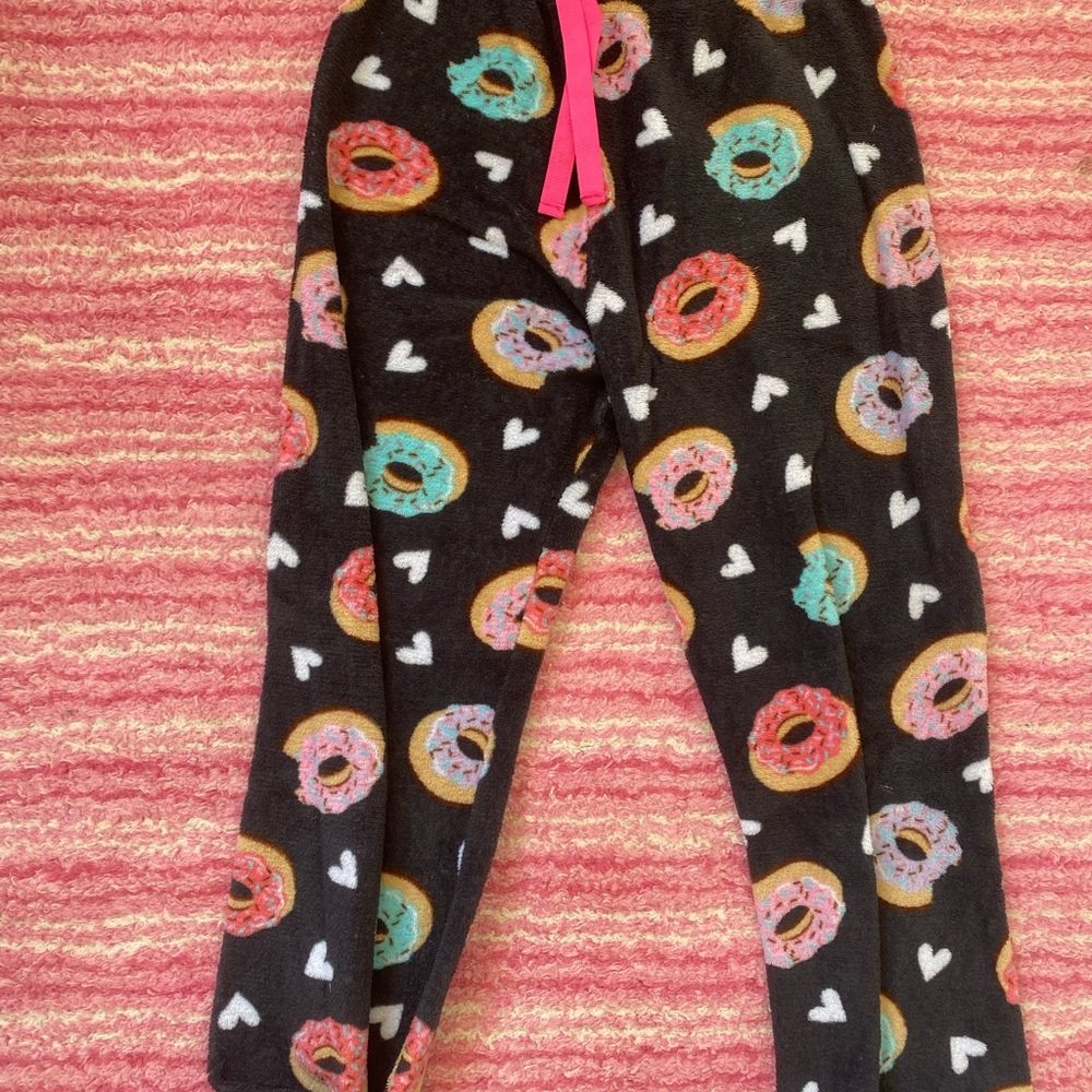 Kids Donut Print Black Pajama Pants